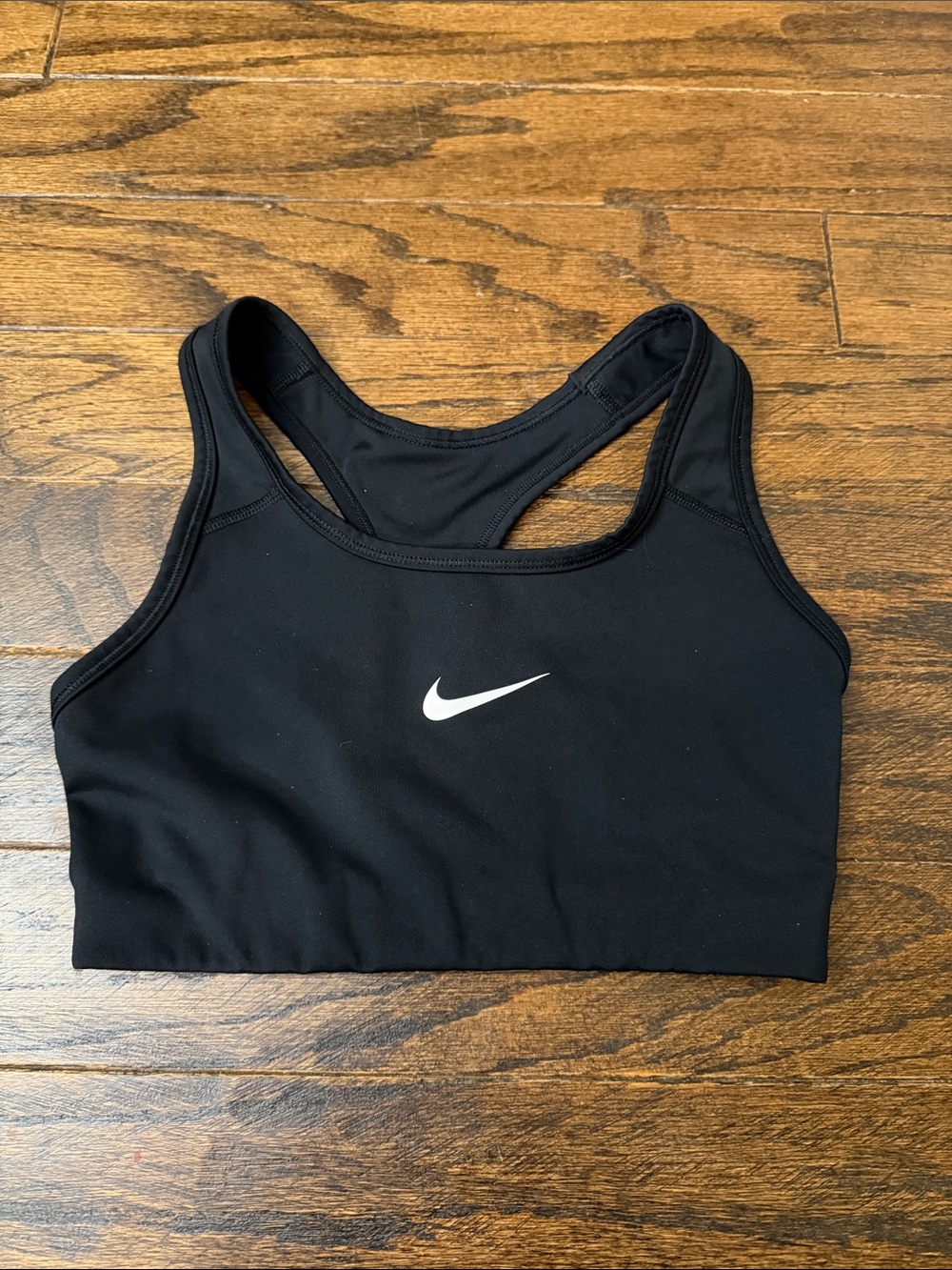 Nike Black Racerback Sports Bra with White Swoosh